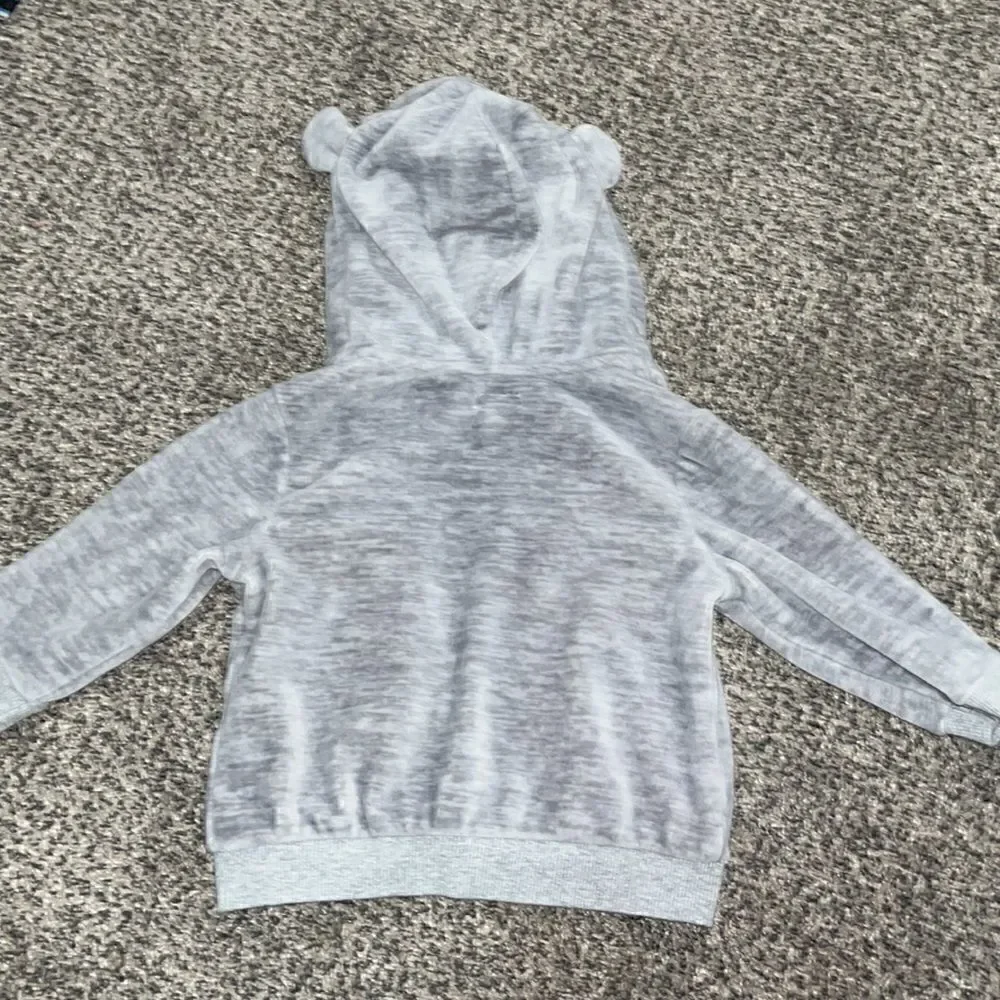 Gymboree - Baby Hoodie - Gray Velour with Teddy bear Ears - 6-12 Months